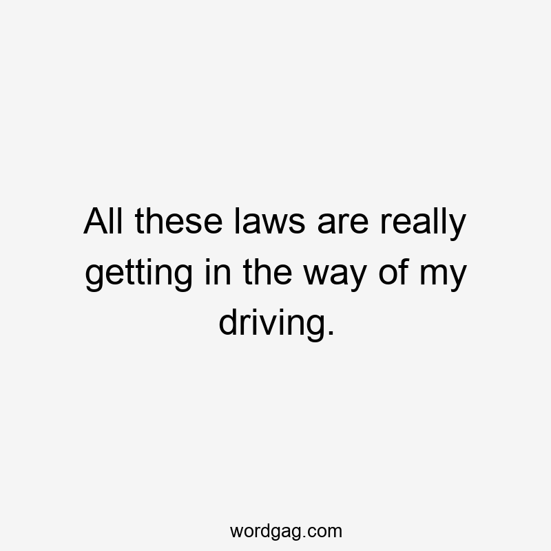 All these laws are really getting in the way of my driving.
