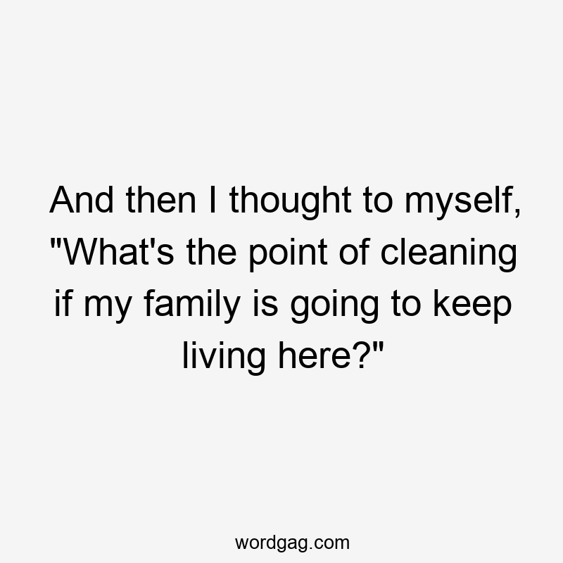 And then I thought to myself, “What’s the point of cleaning if my family is going to keep living here?”