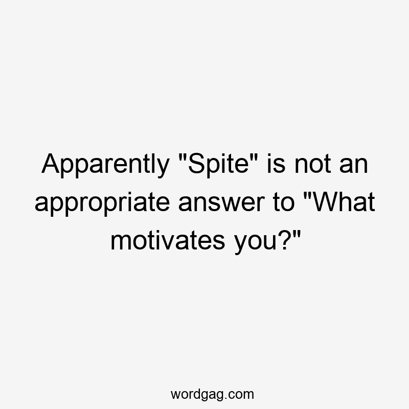 Apparently “Spite” is not an appropriate answer to “What motivates you?”