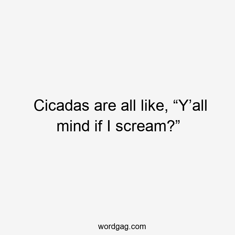 Cicadas are all like, “Y’all mind if I scream?”