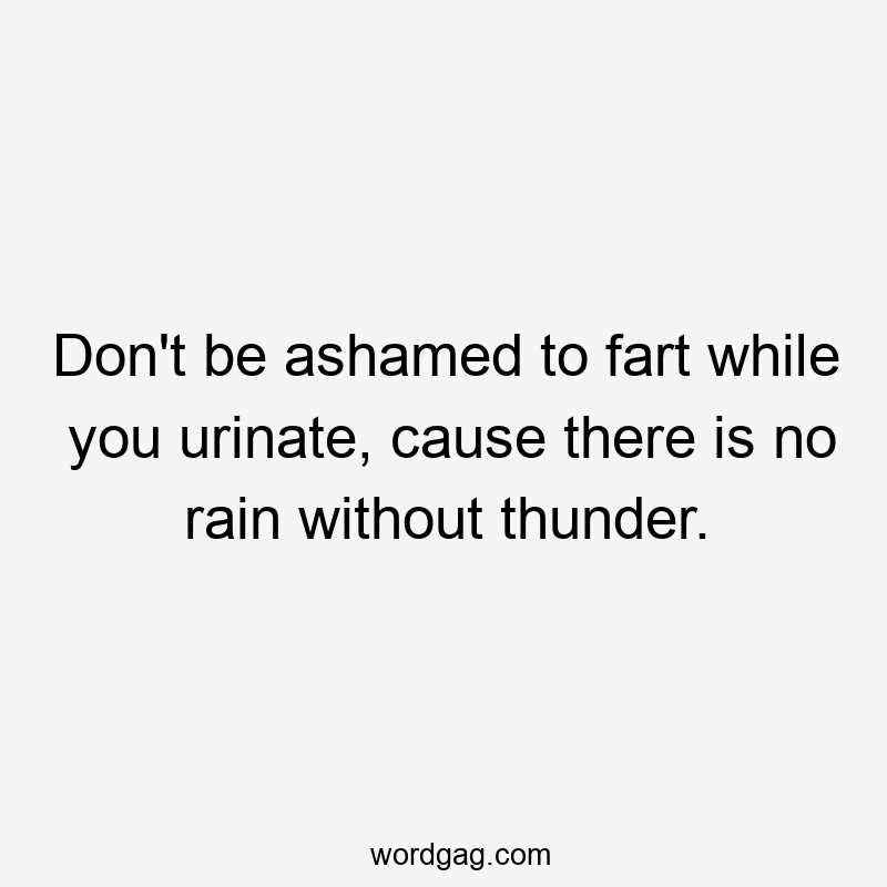 Don’t be ashamed to fart while you urinate, cause there is no rain without thunder.