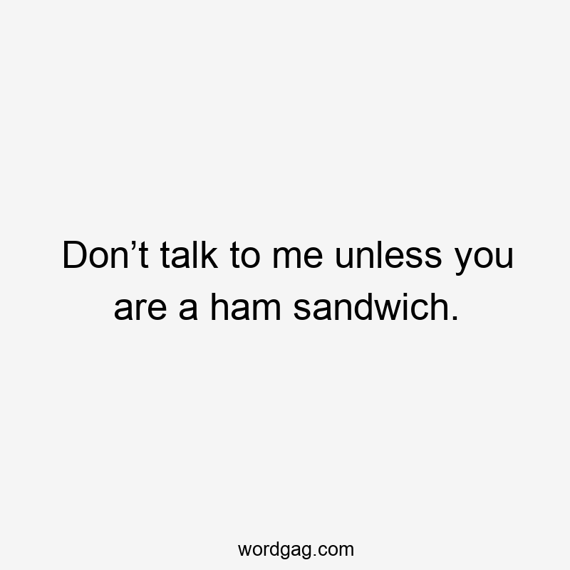 Don’t talk to me unless you are a ham sandwich.