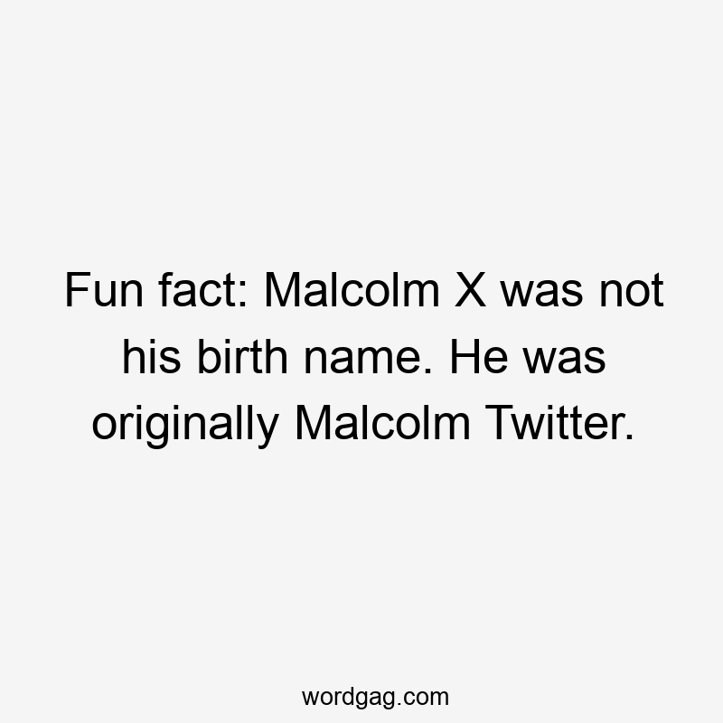 Fun fact: Malcolm X was not his birth name. He was originally Malcolm Twitter.