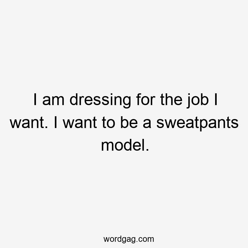 I am dressing for the job I want. I want to be a sweatpants model.