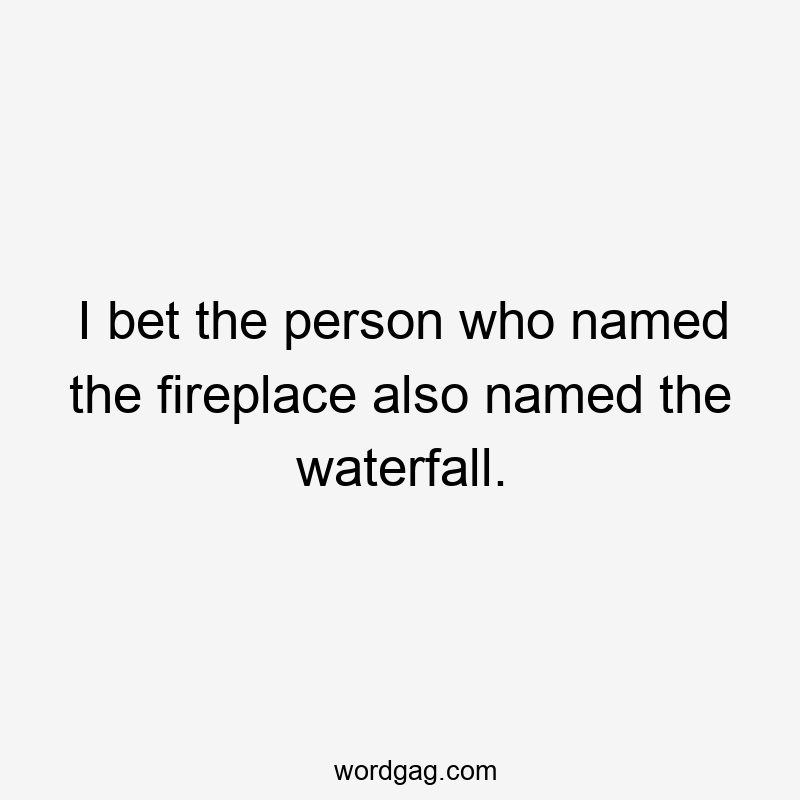 I bet the person who named the fireplace also named the waterfall.
