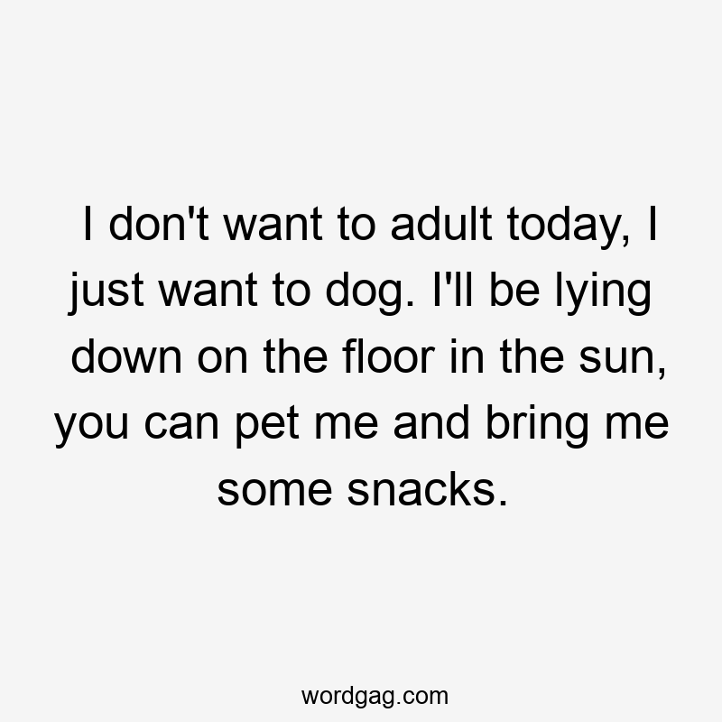 I don't want to adult today, I just want to dog. I'll be lying down on the floor in the sun, you can pet me and bring me some snacks.