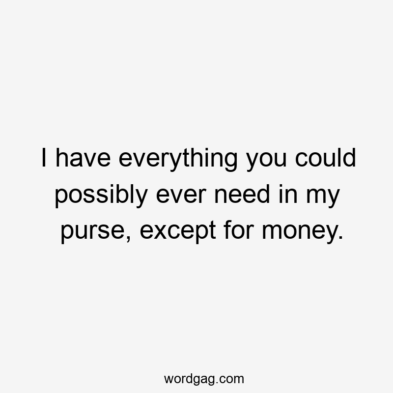 I have everything you could possibly ever need in my purse, except for money.