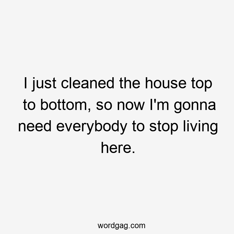 I just cleaned the house top to bottom, so now I’m gonna need everybody to stop living here.