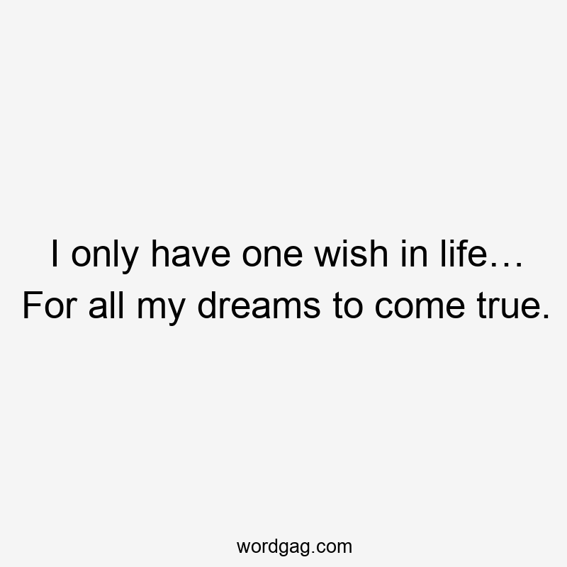 I only have one wish in life… For all my dreams to come true.