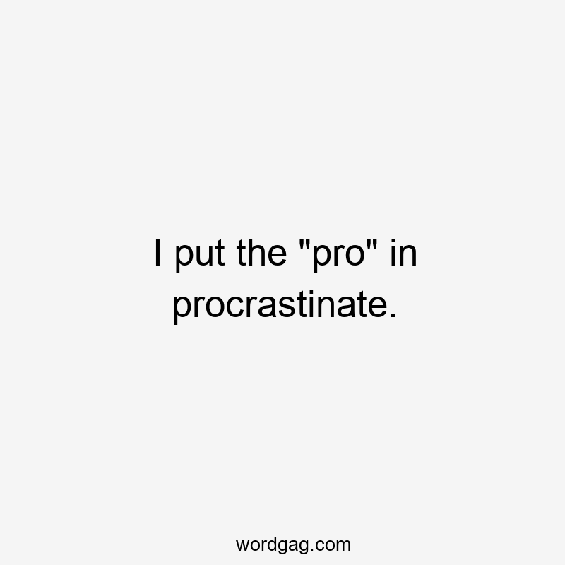 I put the “pro” in procrastinate.