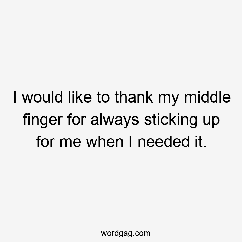 I would like to thank my middle finger for always sticking up for me when I needed it.