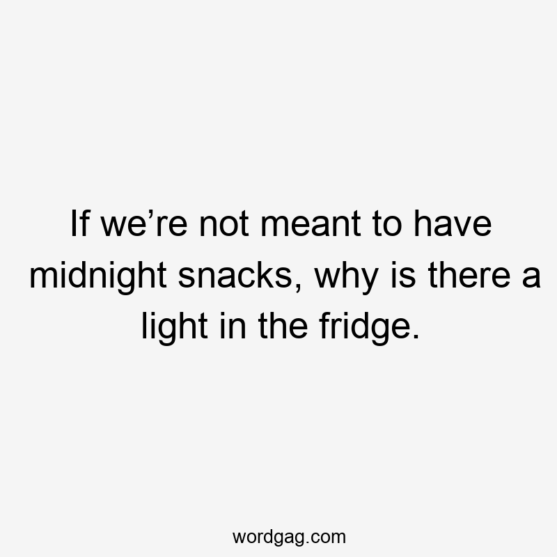 If we’re not meant to have midnight snacks, why is there a light in the fridge.