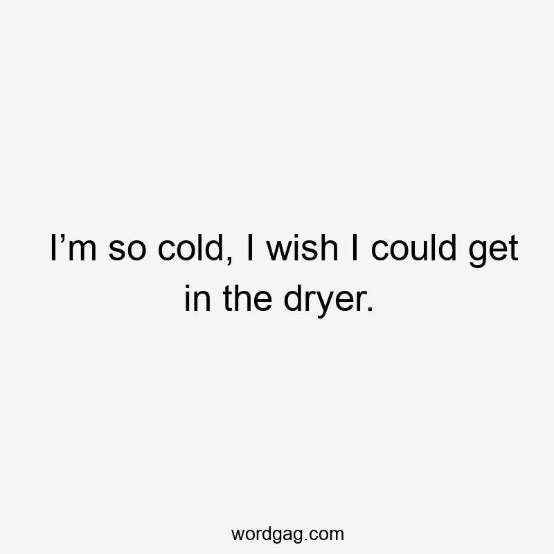 I’m so cold, I wish I could get in the dryer.