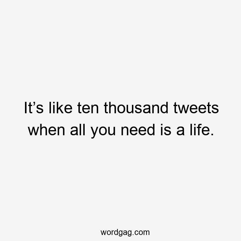 It’s like ten thousand tweets when all you need is a life.