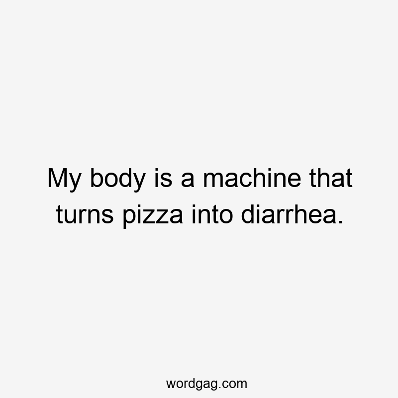 My body is a machine that turns pizza into diarrhea.