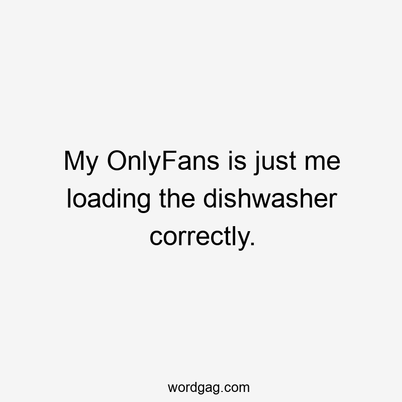 My OnlyFans is just me loading the dishwasher correctly.