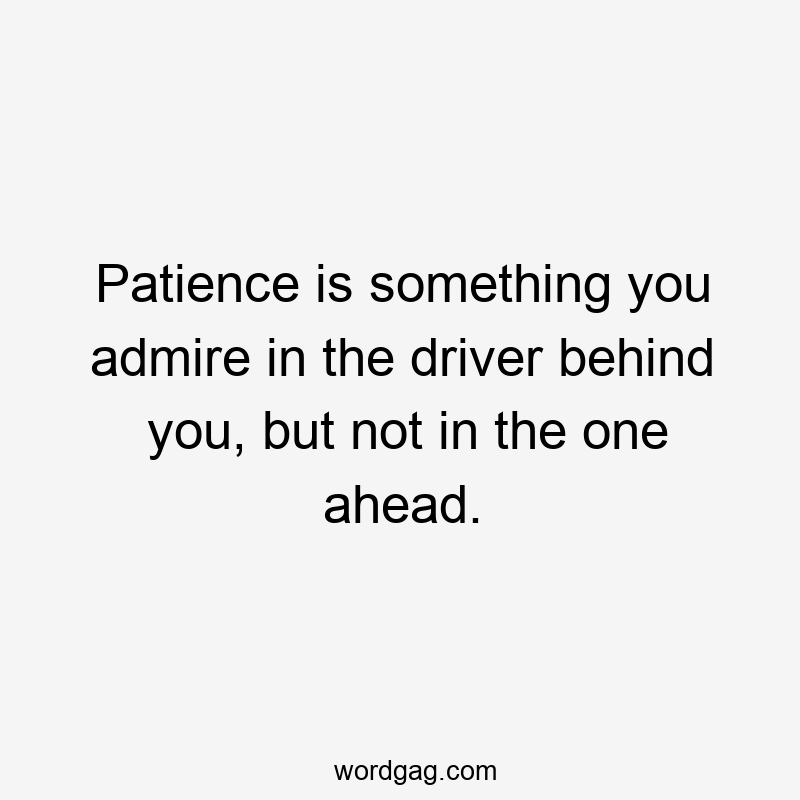 Patience is something you admire in the driver behind you, but not in the one ahead.