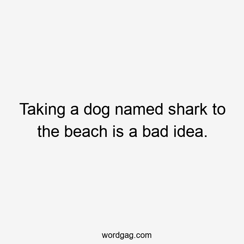 Taking a dog named shark to the beach is a bad idea.