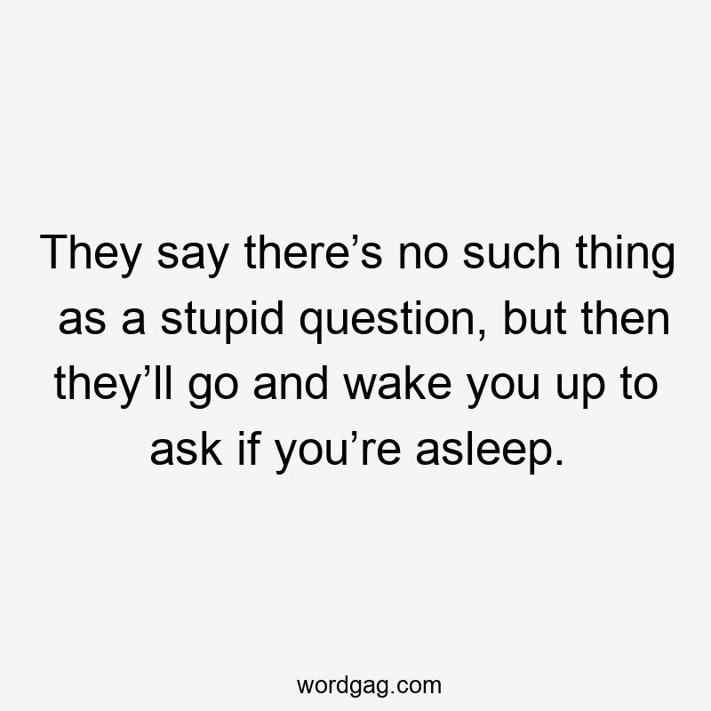 They say there’s no such thing as a stupid question, but then they’ll go and wake you up to ask if you’re asleep.