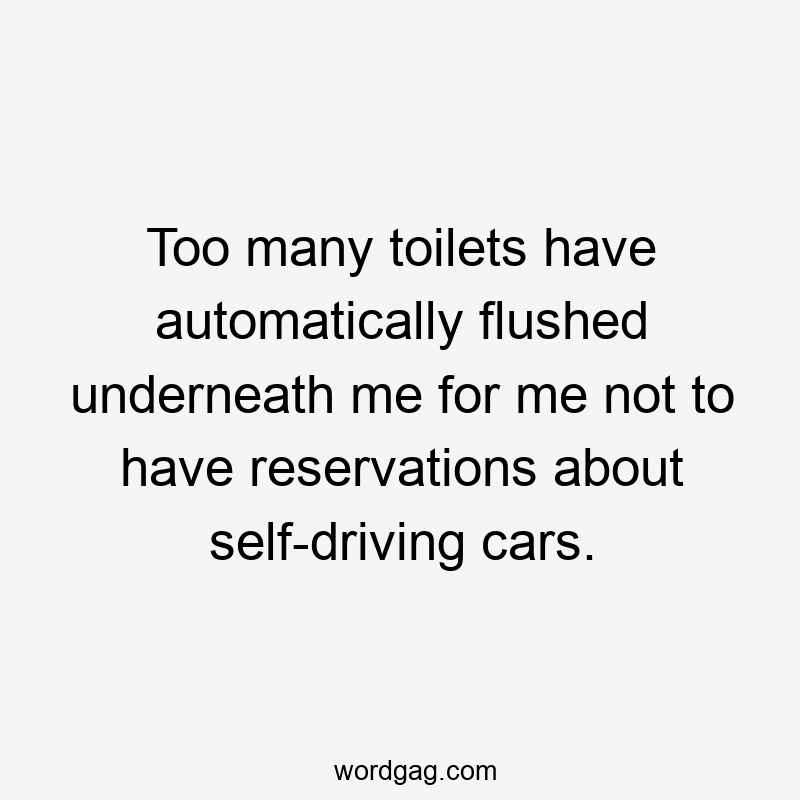 Too many toilets have automatically flushed underneath me for me not to have reservations about self-driving cars.