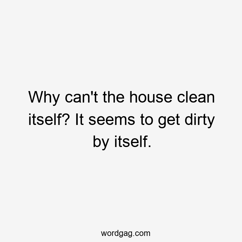 Why can’t the house clean itself? It seems to get dirty by itself.