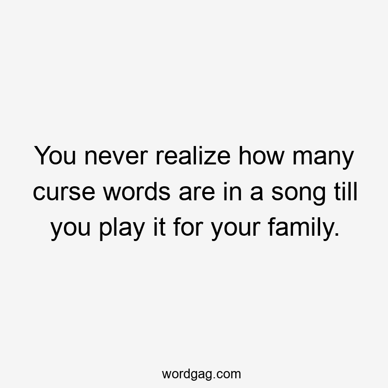 You never realize how many curse words are in a song till you play it for your family.