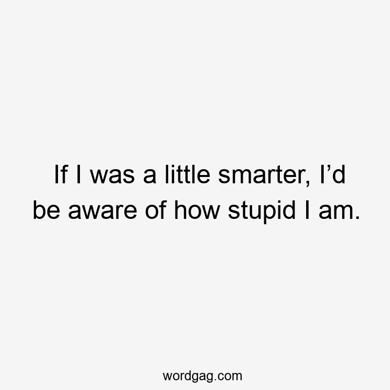 If I was a little smarter, I’d be aware of how stupid I am.