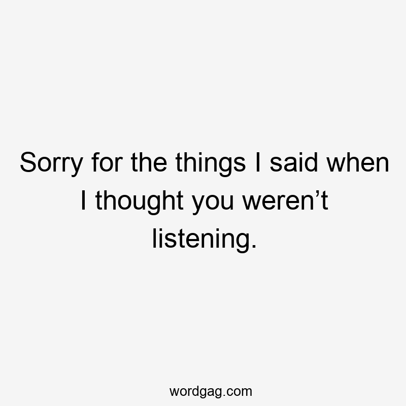 Sorry for the things I said when I thought you weren’t listening.