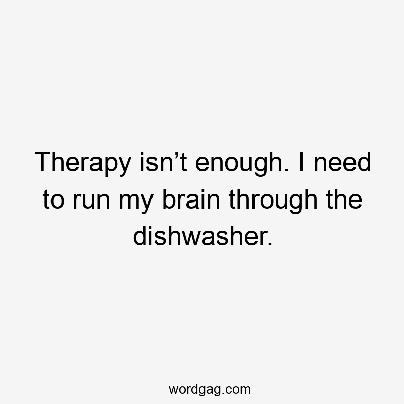 Therapy isn’t enough. I need to run my brain through the dishwasher.