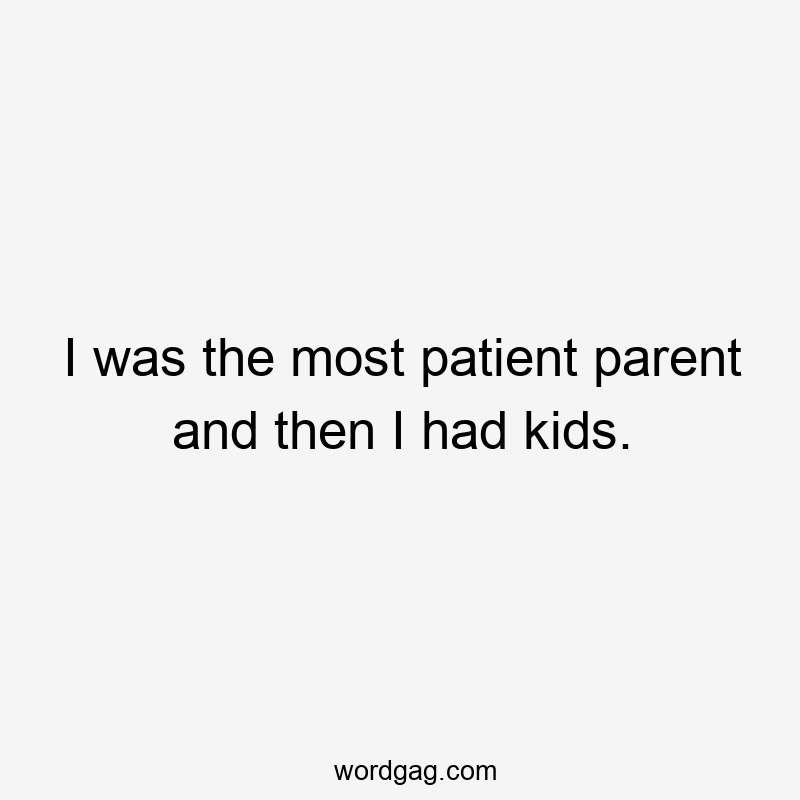 I was the most patient parent and then I had kids.