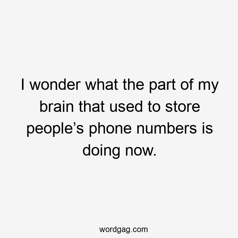 I wonder what the part of my brain that used to store people’s phone numbers is doing now.