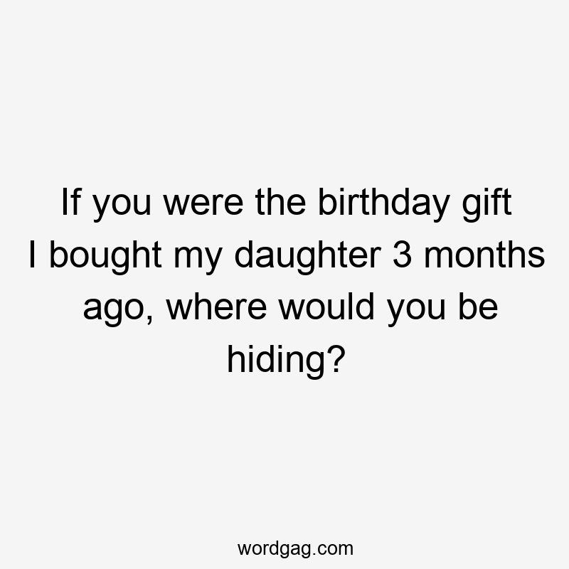 If you were the birthday gift I bought my daughter 3 months ago, where would you be hiding?