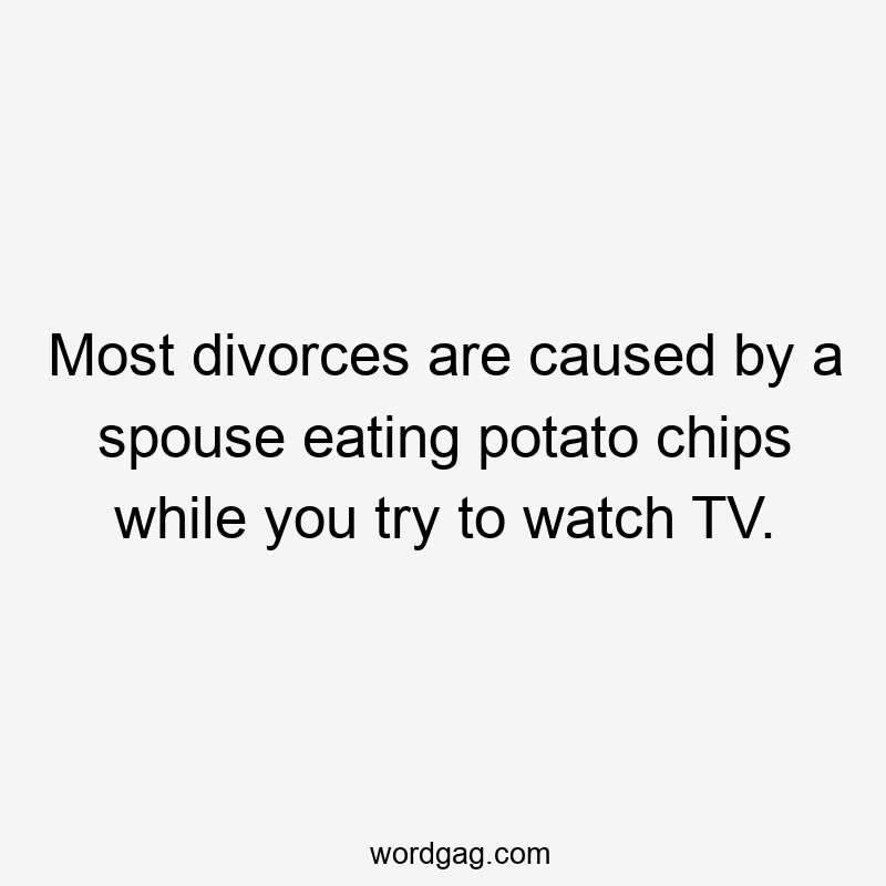 Most divorces are caused by a spouse eating potato chips while you try to watch TV.