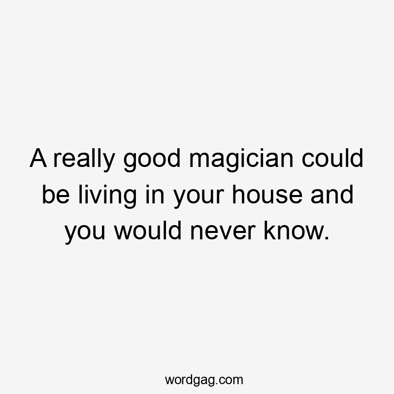 A really good magician could be living in your house and you would never know.