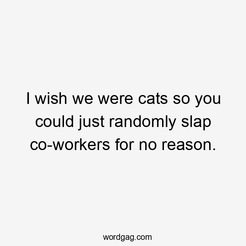 I wish we were cats so you could just randomly slap co-workers for no reason.