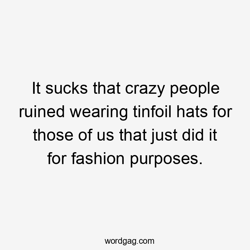 It sucks that crazy people ruined wearing tinfoil hats for those of us that just did it for fashion purposes.