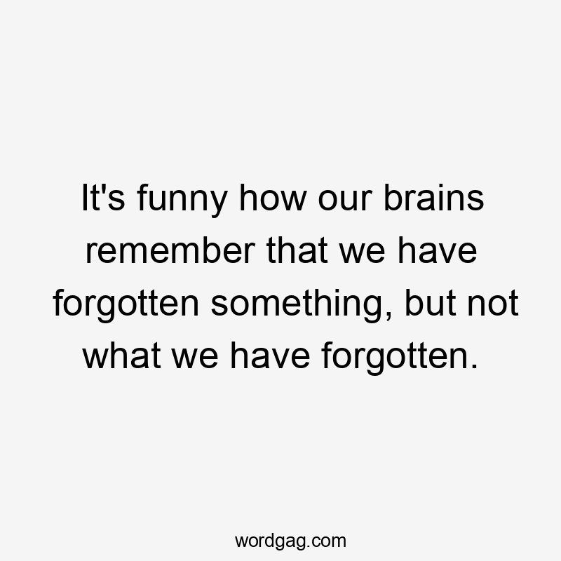 It’s funny how our brains remember that we have forgotten something, but not what we have forgotten.