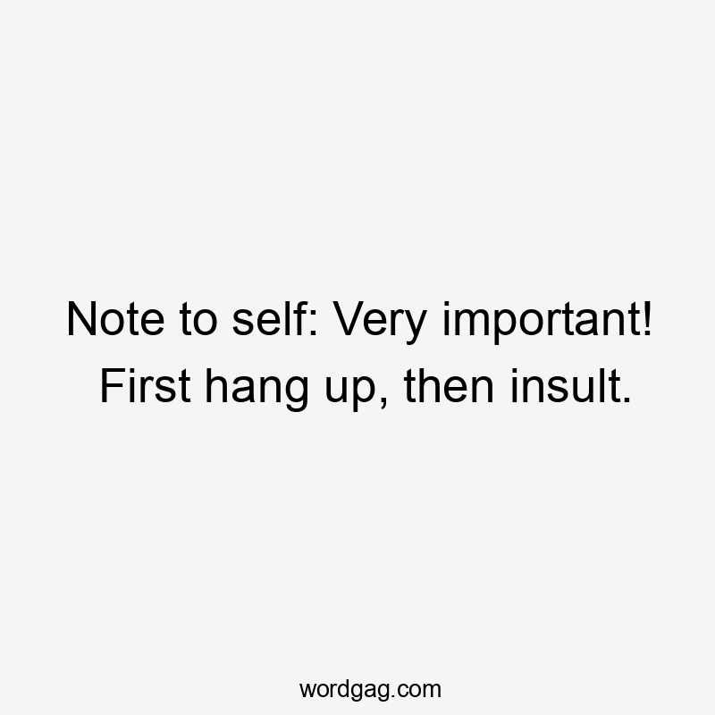 Note to self: Very important! First hang up, then insult.