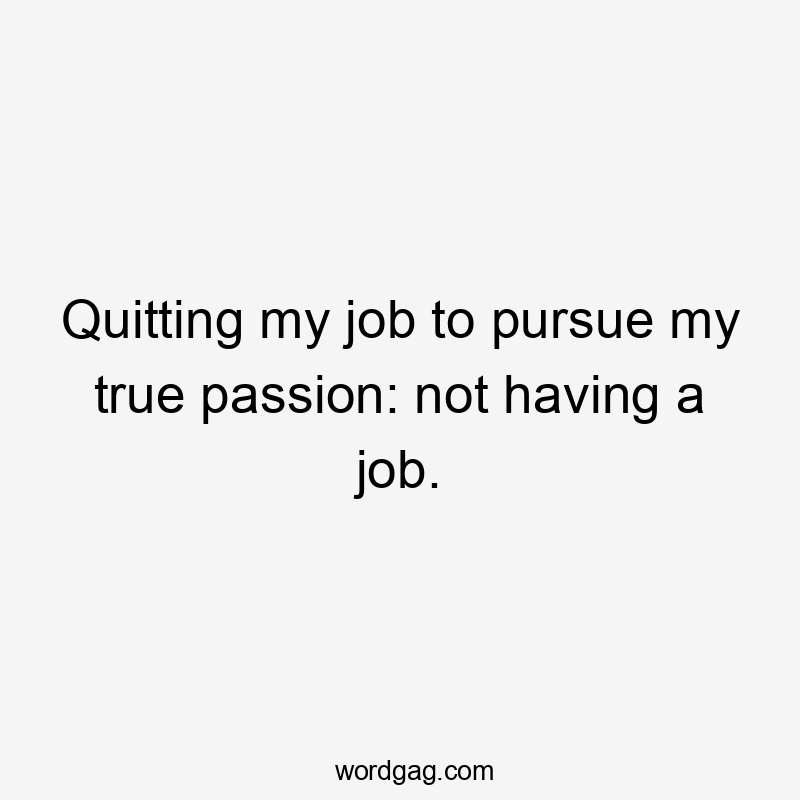Quitting my job to pursue my true passion: not having a job.