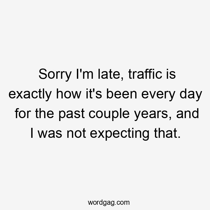 Sorry I’m late, traffic is exactly how it’s been every day for the past couple years, and I was not expecting that.