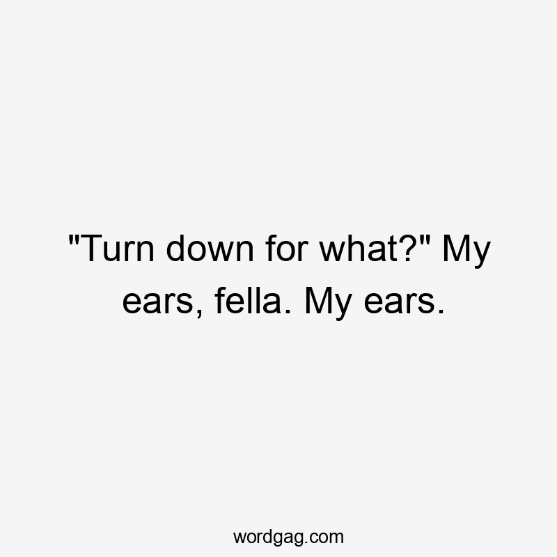 “Turn down for what?” My ears, fella. My ears.