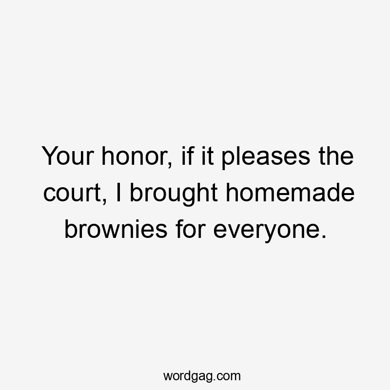 Your honor, if it pleases the court, I brought homemade brownies for everyone.