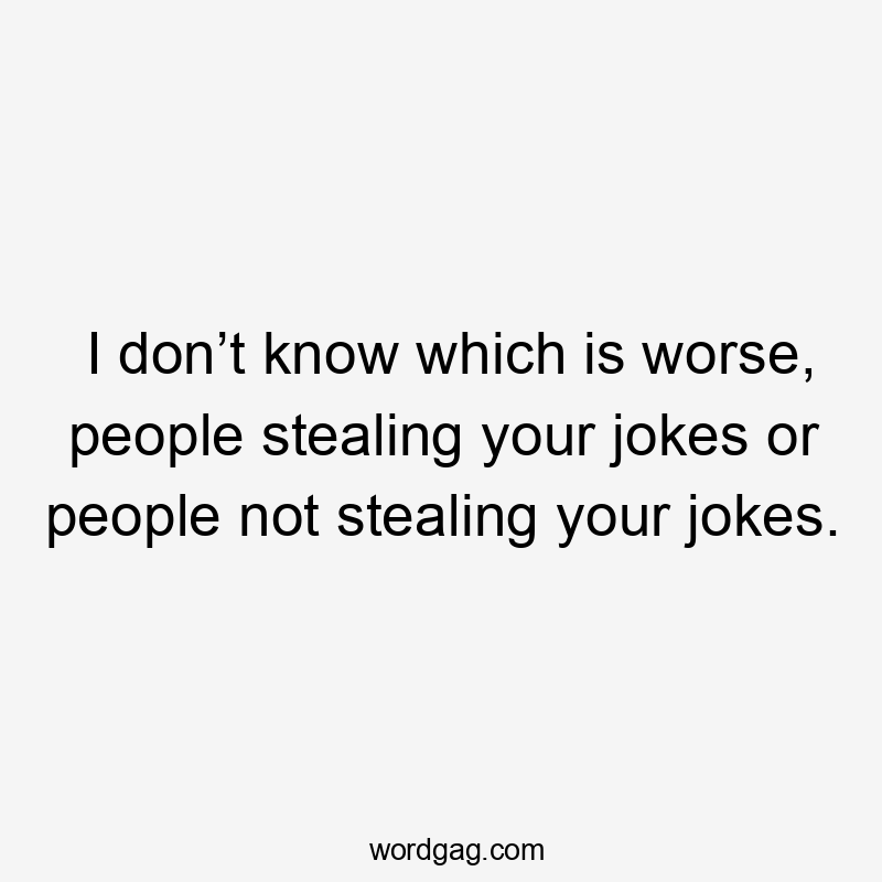 I don’t know which is worse, people stealing your jokes or people not stealing your jokes.