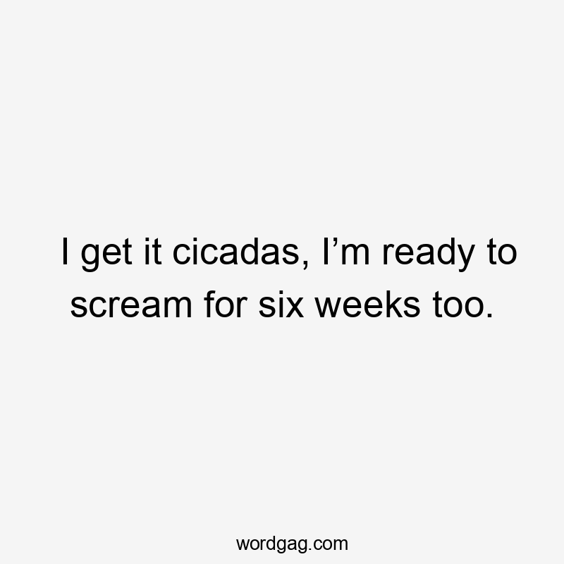 I get it cicadas, I’m ready to scream for six weeks too.