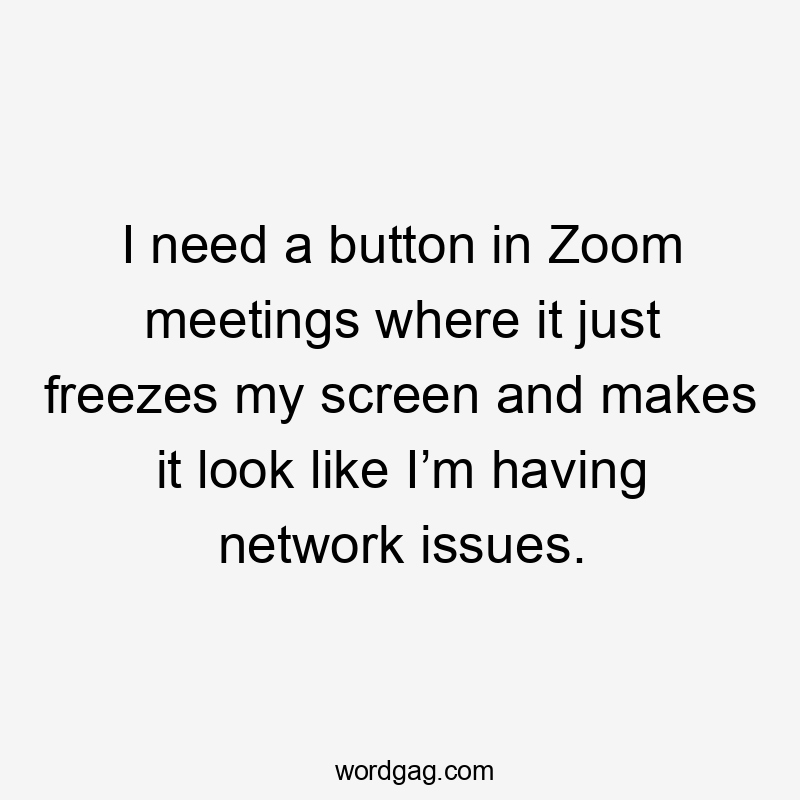 I need a button in Zoom meetings where it just freezes my screen and makes it look like I’m having network issues.