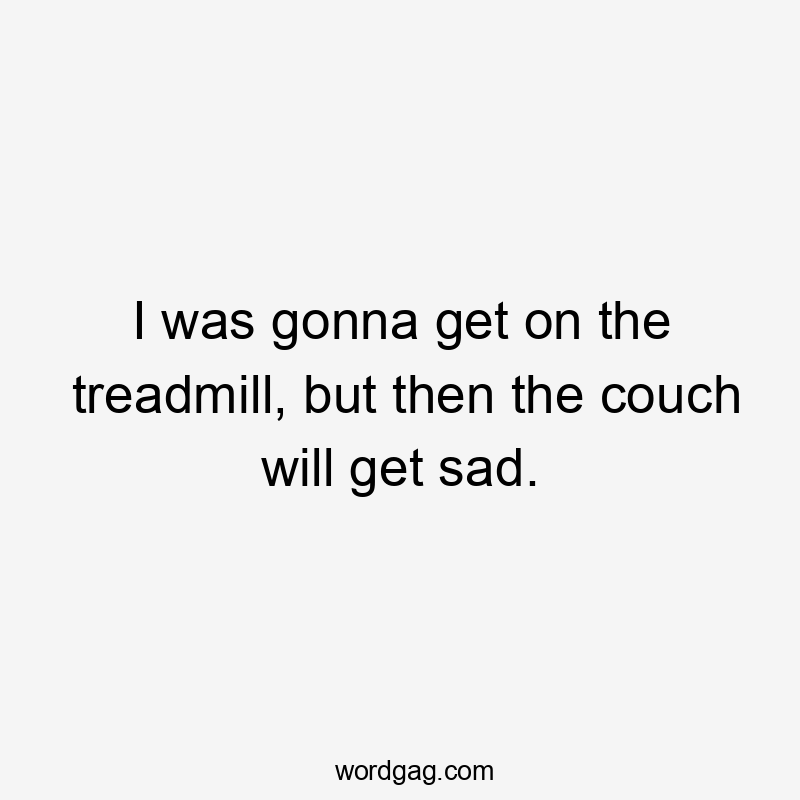 I was gonna get on the treadmill, but then the couch will get sad.