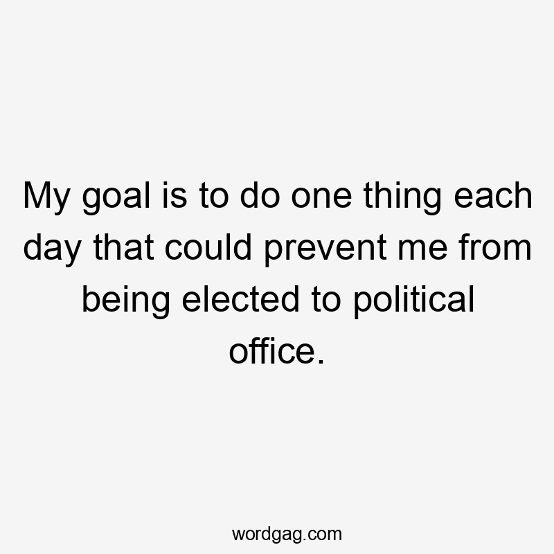 My goal is to do one thing each day that could prevent me from being elected to political office.