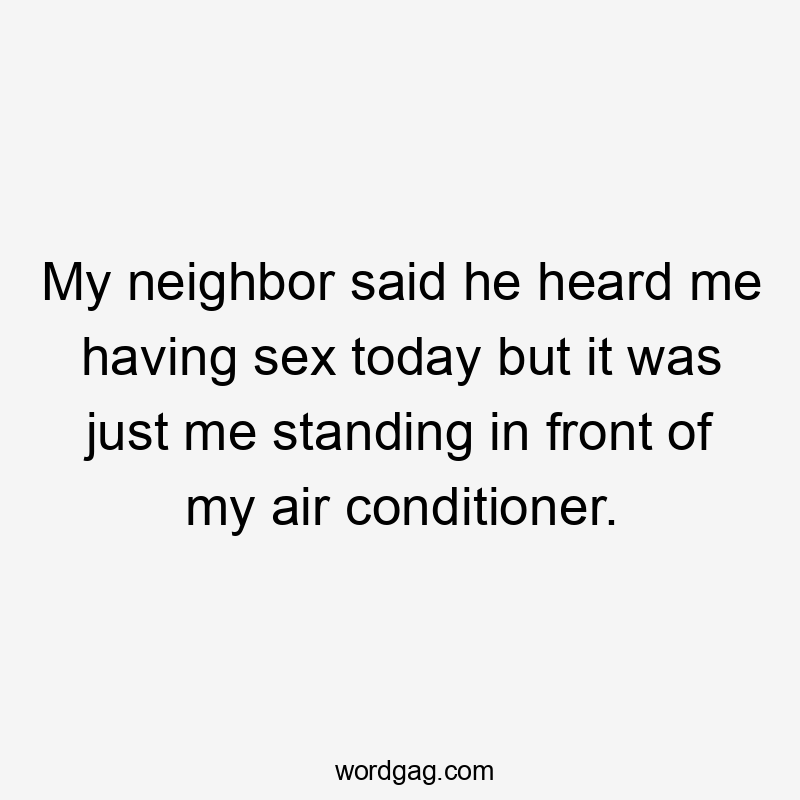 My neighbor said he heard me having sex today but it was just me standing in front of my air conditioner.