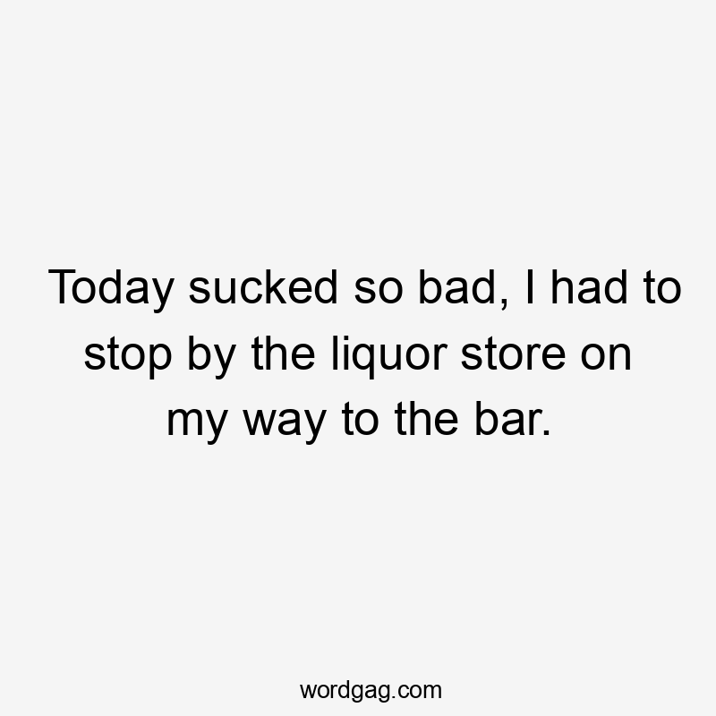 Today sucked so bad, I had to stop by the liquor store on my way to the bar.