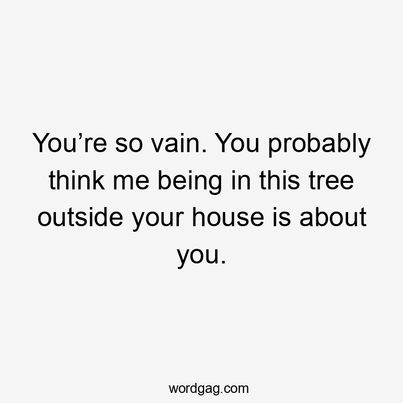 You’re so vain. You probably think me being in this tree outside your house is about you.